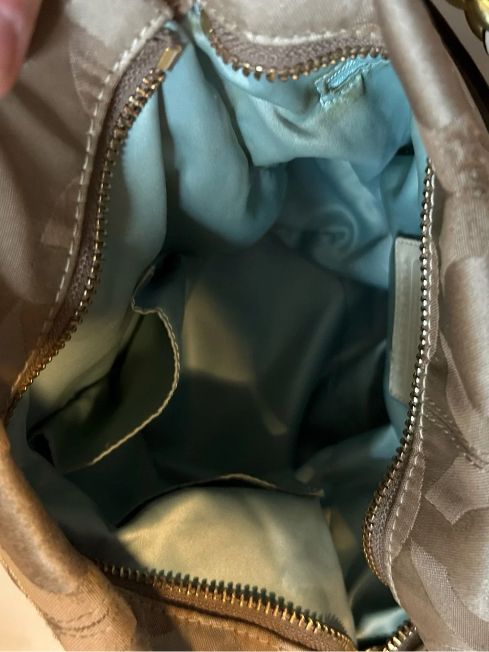 Coach Signature Op Art Sateen Brooke Hobo Shoulder Bag